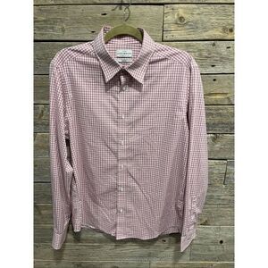 Men's Lucky Brand Slim Fit Red And Blue Checkered‎ Button Up Shirt Size Medium